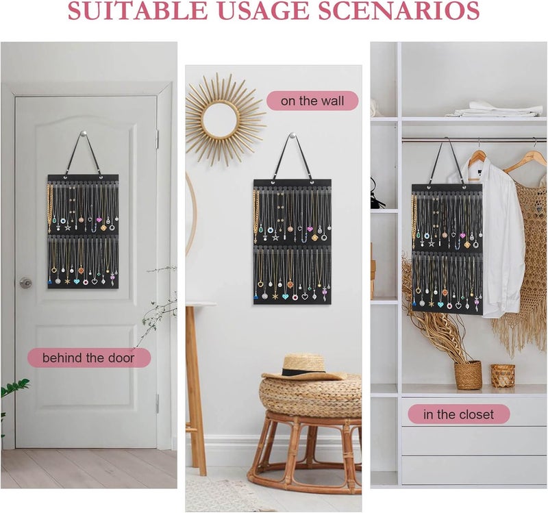 Caffox Hanging Necklaces Holder, Large Jewelry Organizer for Necklaces, Bracelets, and Ankles, Necklaces Display Storage Hanger for Wall, Closet and Door - Image 5